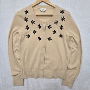 Kate Spade Womens Prep Classic Feminine Timeless Benson Floral Beaded Cardigan L